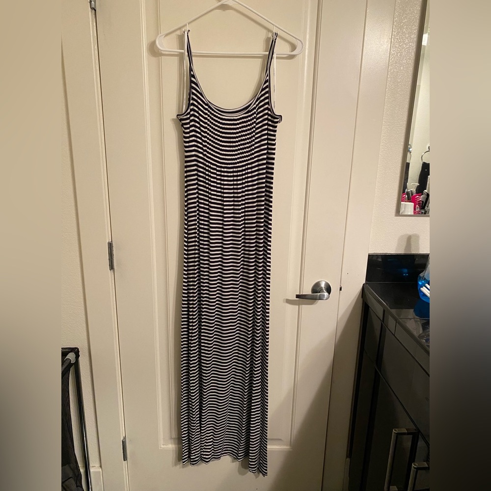 Calvin Klein striped navy blue and white size 10 dress. Never worn, no tags.